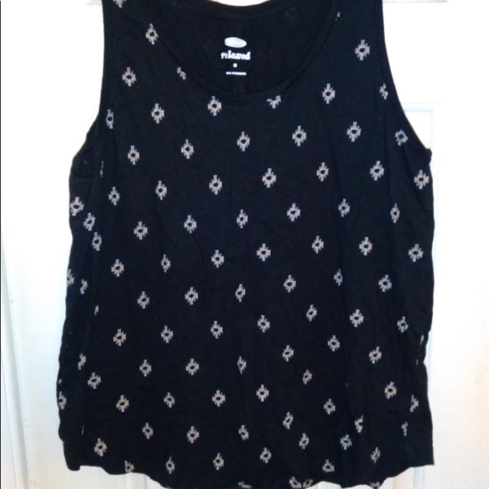 Black tank top with gold accents